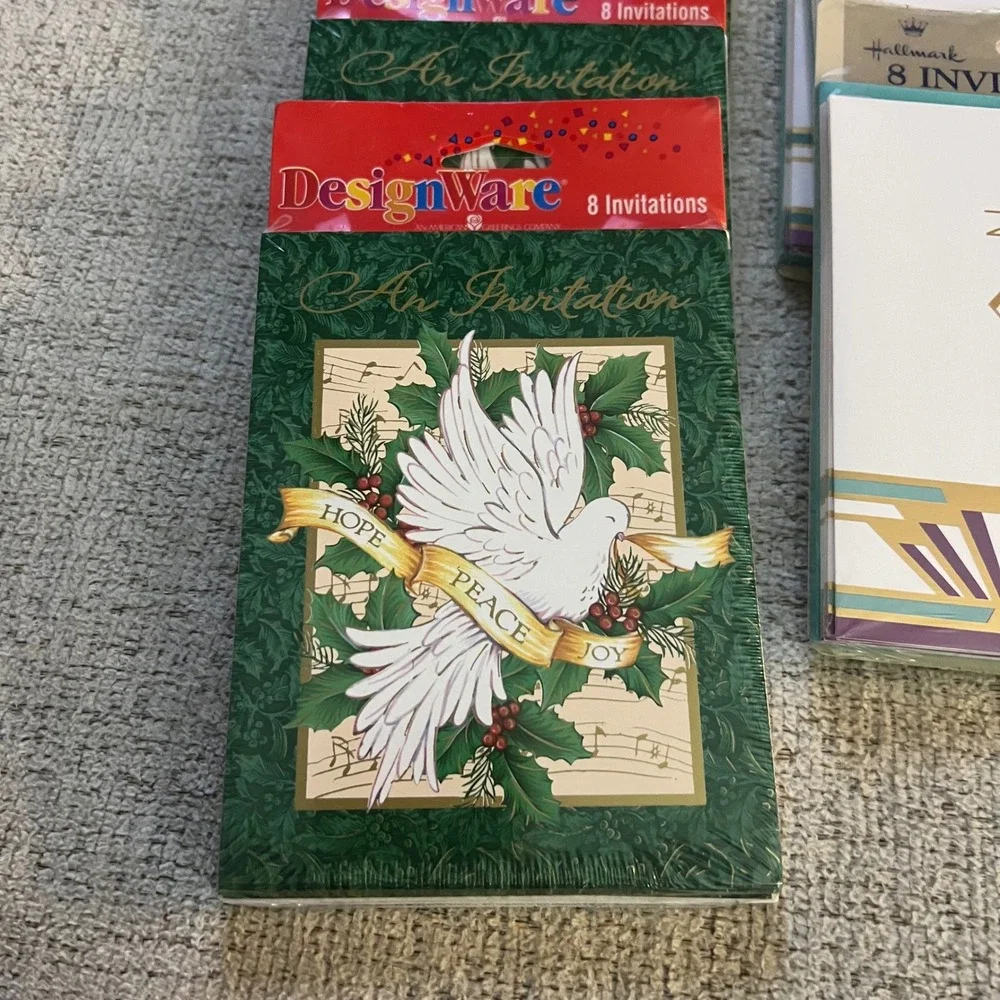 Vintage‎ Hallmark DesignWare Creative Papers Holiday Invitations Lot 9 Packs NOS